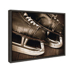 Sylvie Leather Hockey Skates Framed Canvas By Shawn St. Peter