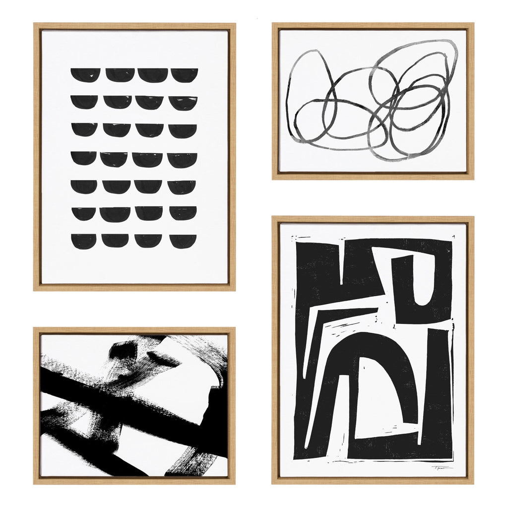 Sylvie Modern Abstract Framed Canvas Set