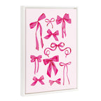 Sylvie Beaded Pink Bows Framed Canvas by Honey Island Studio
