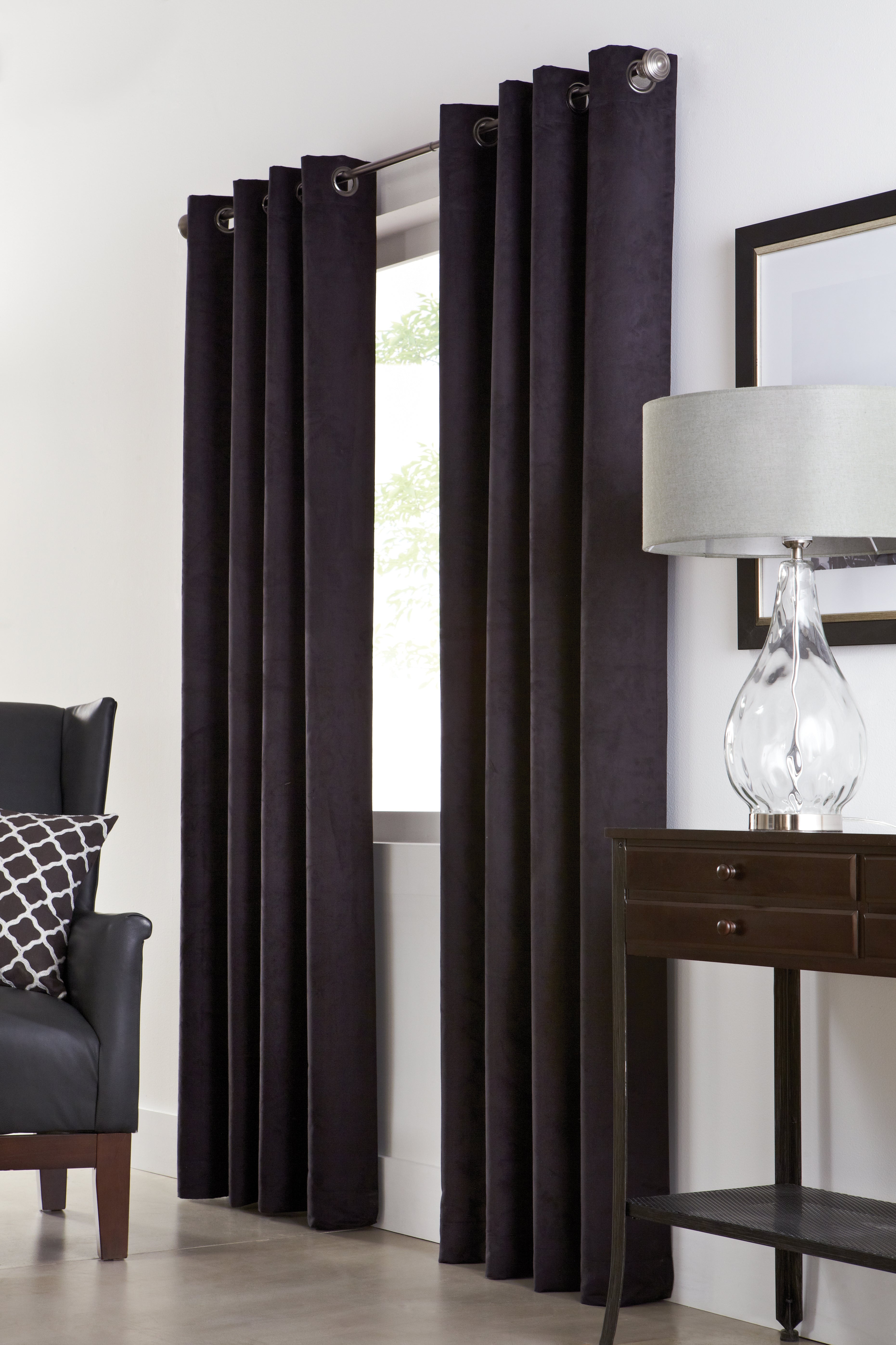 Navar Grommet Curtain Panel Window Dressing 54 x 84 in Black