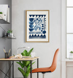 Sylvie 858 Indigo Abstract Framed Canvas by Teju Reval