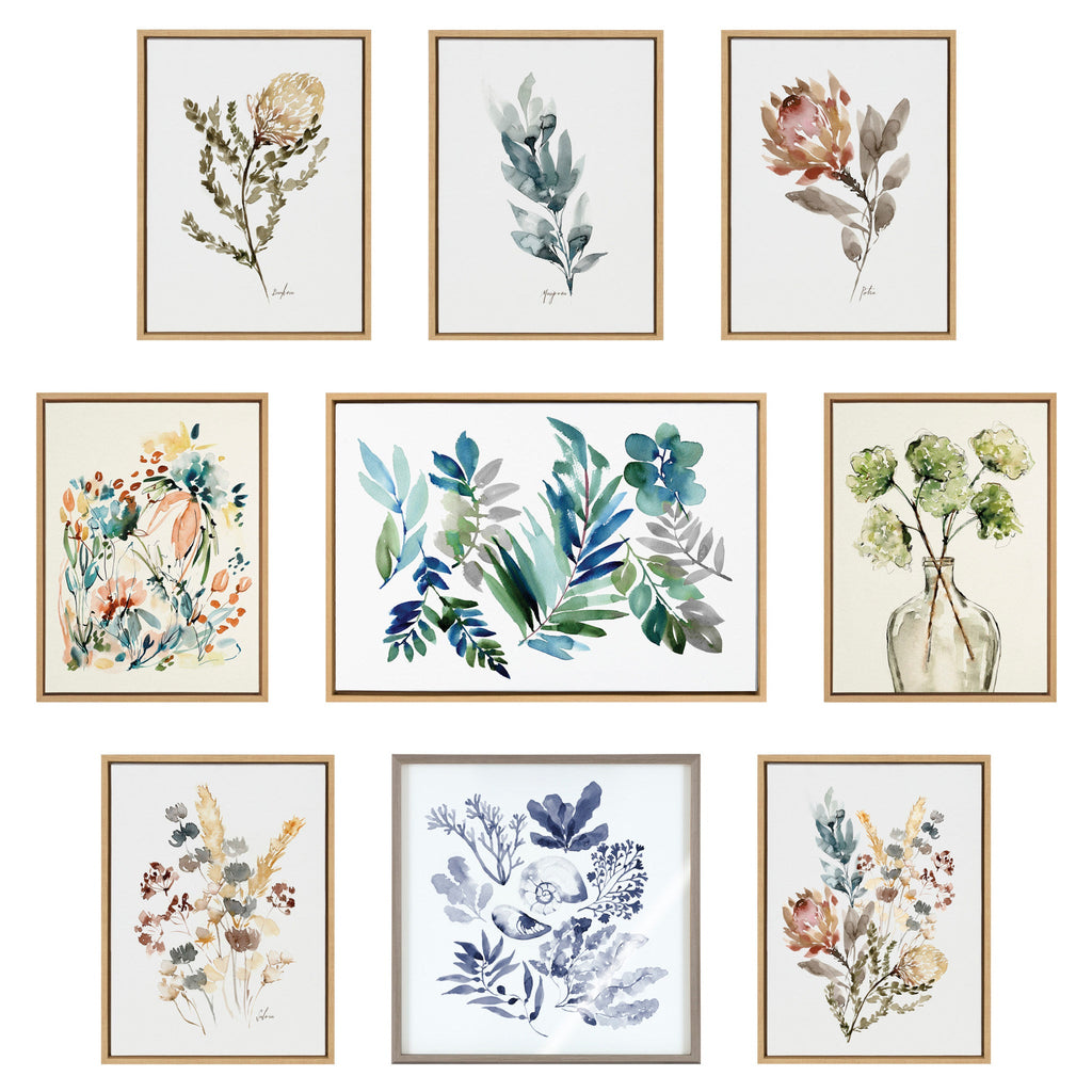 Sylvie Botanical Soft Split Fern Framed Canvas by Sara Berrenson
