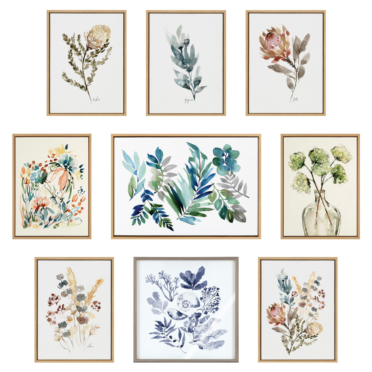 Sylvie Botanical Soft Split Fern Framed Canvas by Sara Berrenson