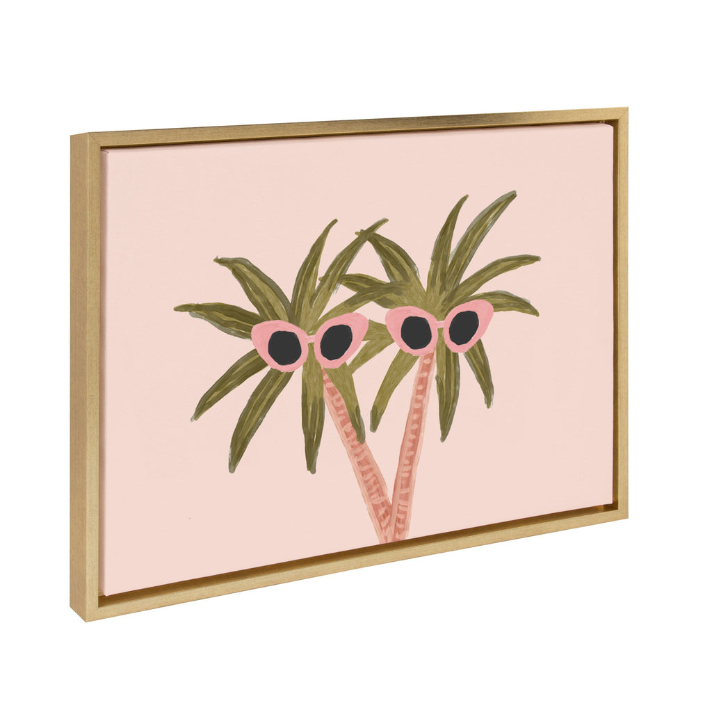 Sylvie Palm Trees And Sun Framed Canvas By Kendra Dandy
