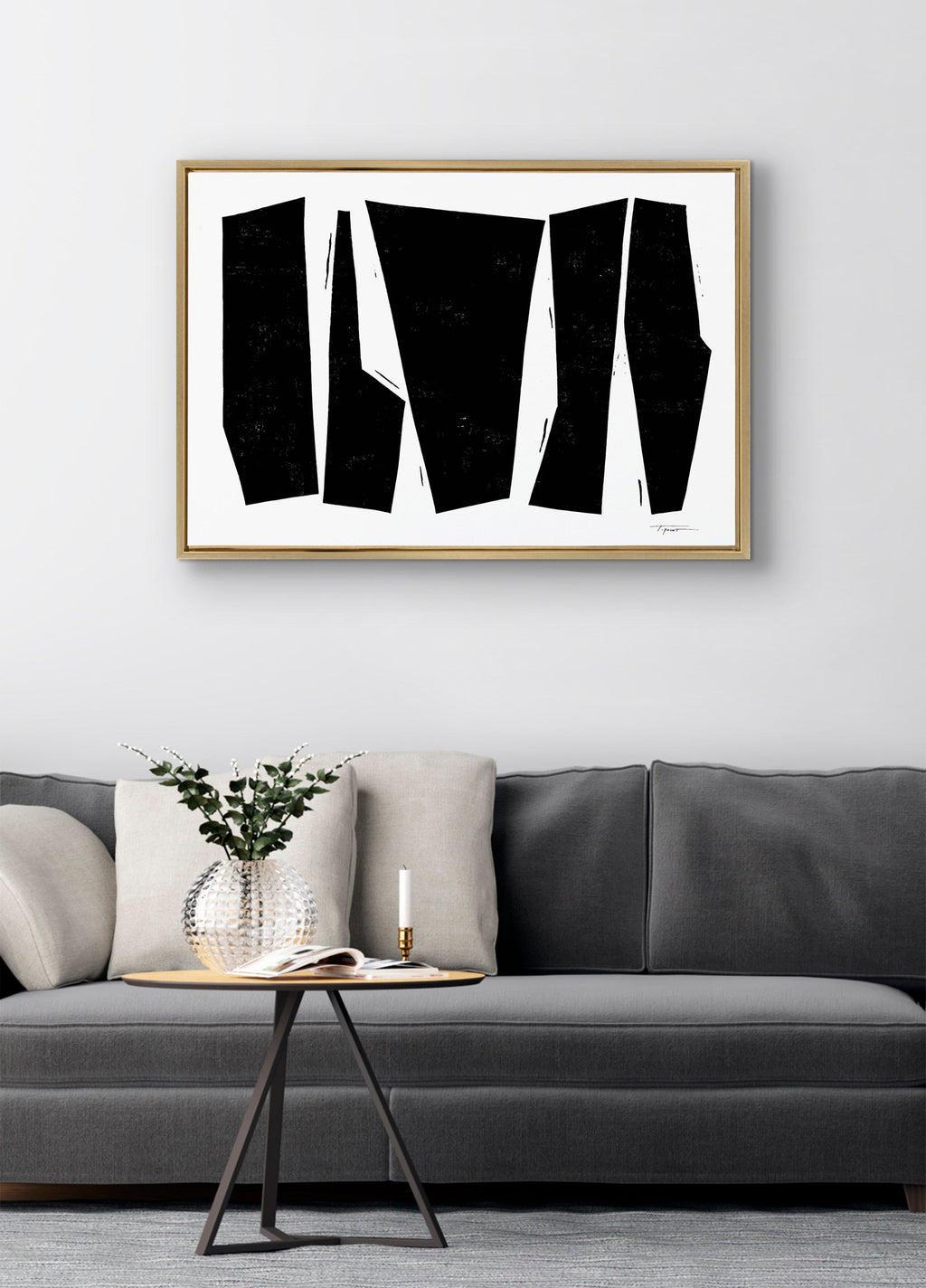 Sylvie Colliding Shapes Framed Canvas by Statement Goods