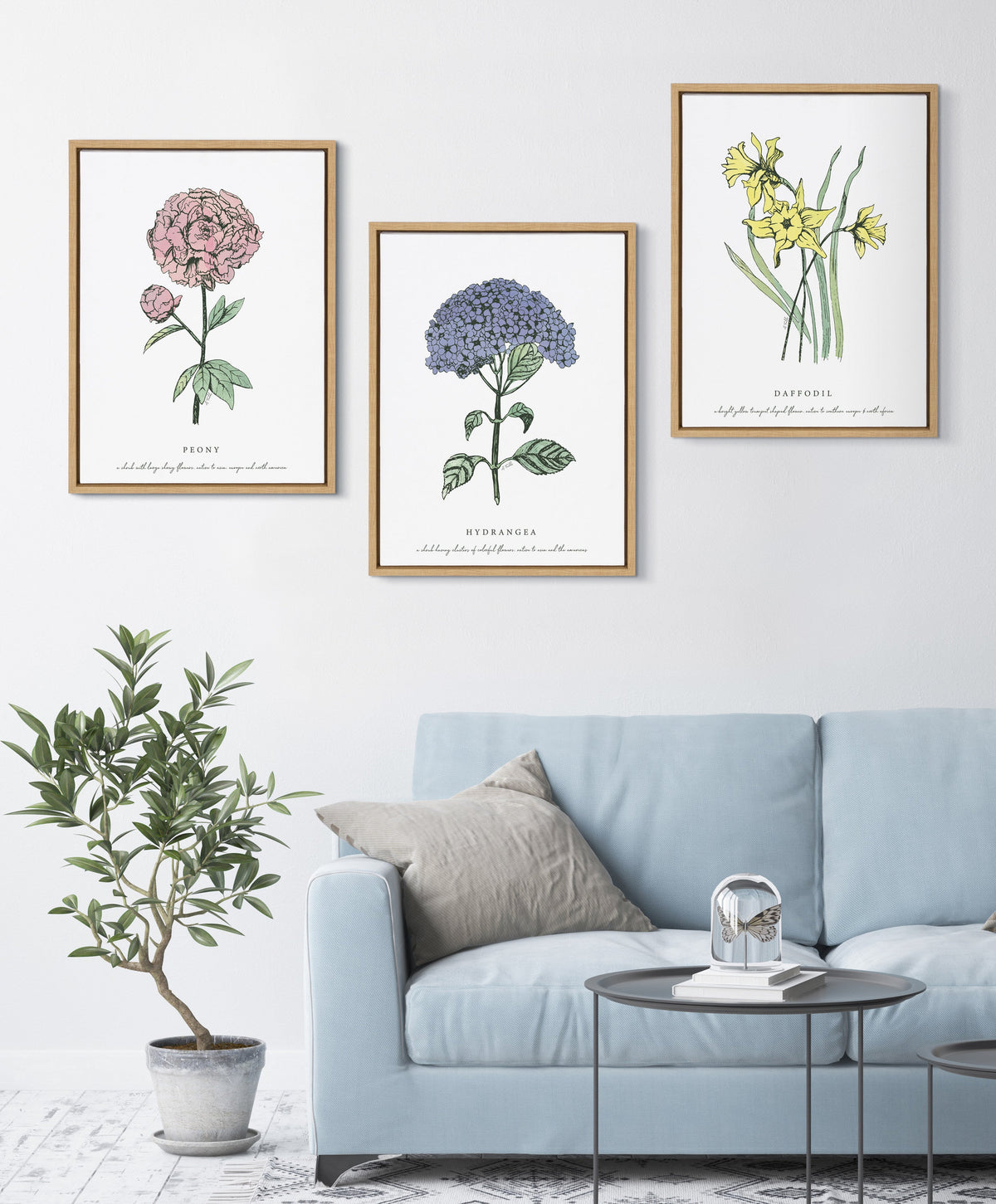 Sylvie Blooming Hydrangea Framed Canvas by Statement Goods