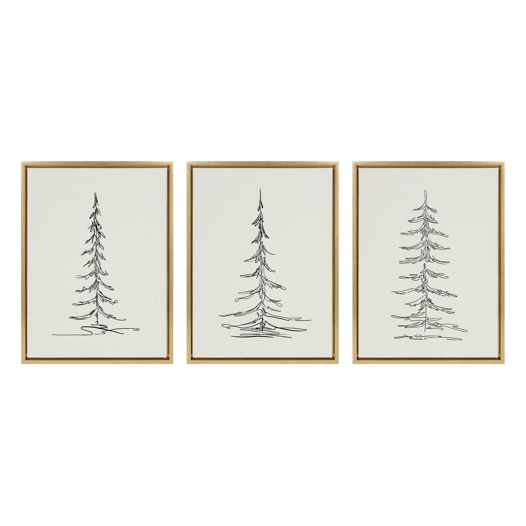 Sylvie Minimalist Evergreen Trees Framed Canvas Set by The Creative Bunch Studio