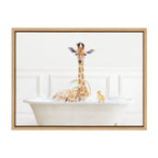 Sylvie Giraffe In Bubble Bath Neutral Style Framed Canvas by Amy Peterson Art Studio