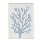 Sylvie Abstract Coral Ocean Blue Framed Canvas by The Creative Bunch Studio