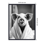 Sylvie Pig Bathroom Art Towel Robe Black and White Framed Canvas by The Creative Bunch Studio