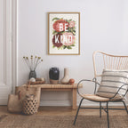 Sylvie Vintage Flowers Be Kind Framed Canvas by The Creative Bunch Studio