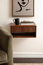 Reid Floating Wood Side Table with Open Storage