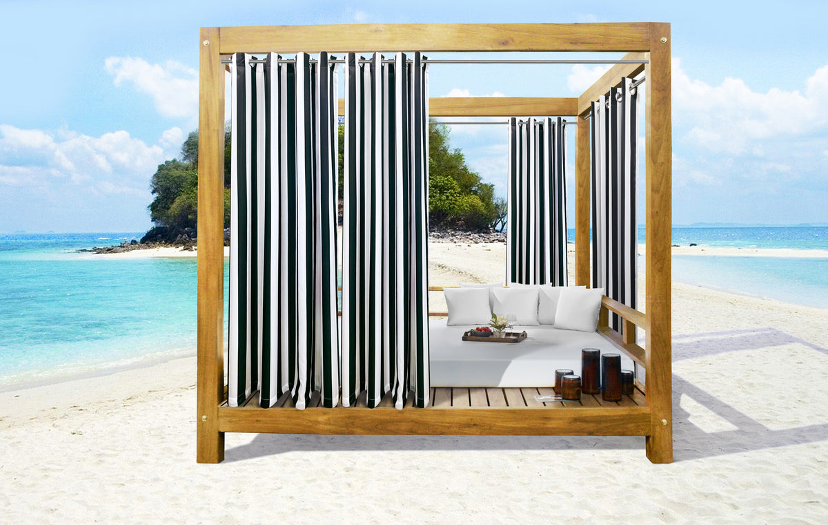 Seascapes Stripe Grommet Panel Pair Each 50 X 84 In Black