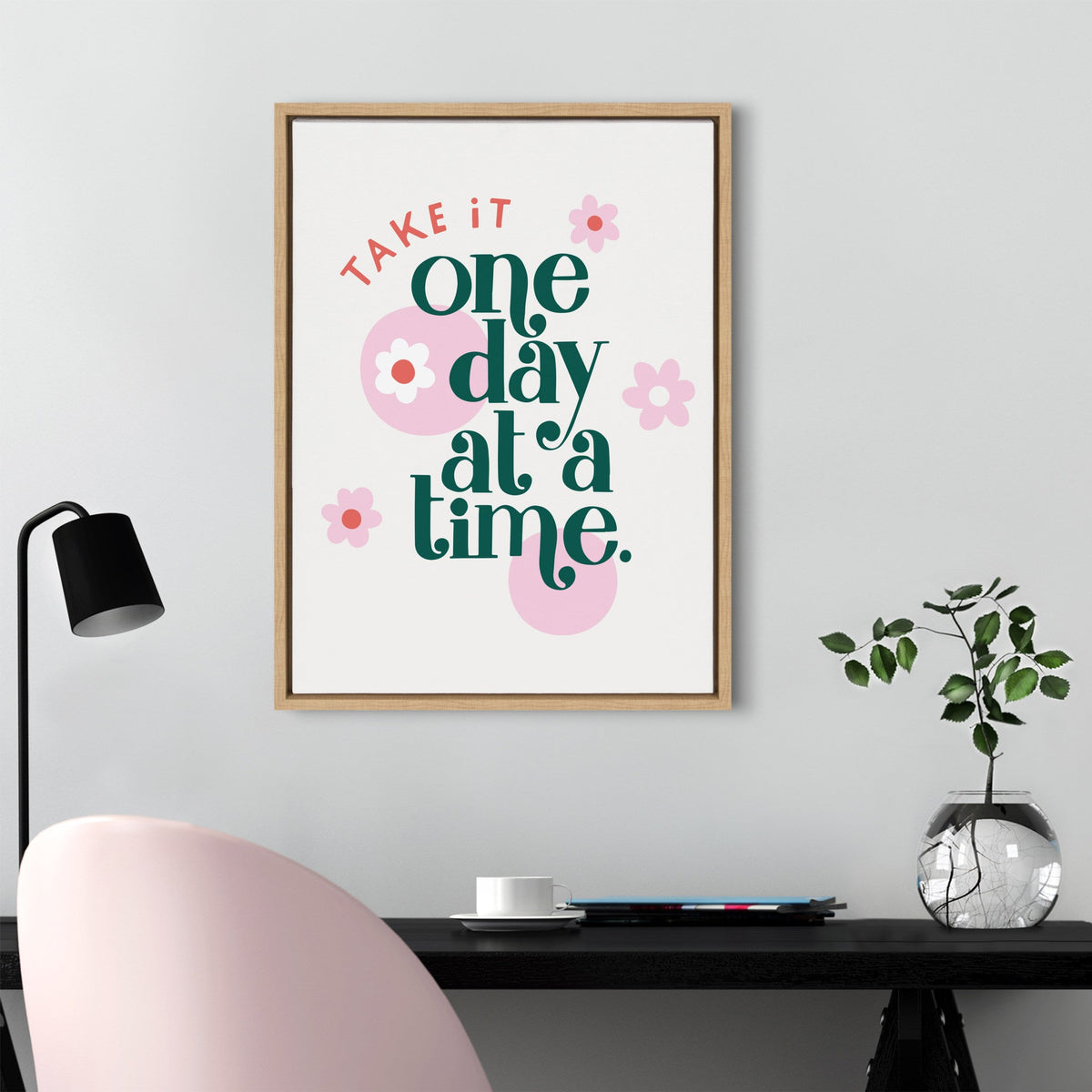 Sylvie Take It One Day At A Time Framed Canvas by Maria Filar