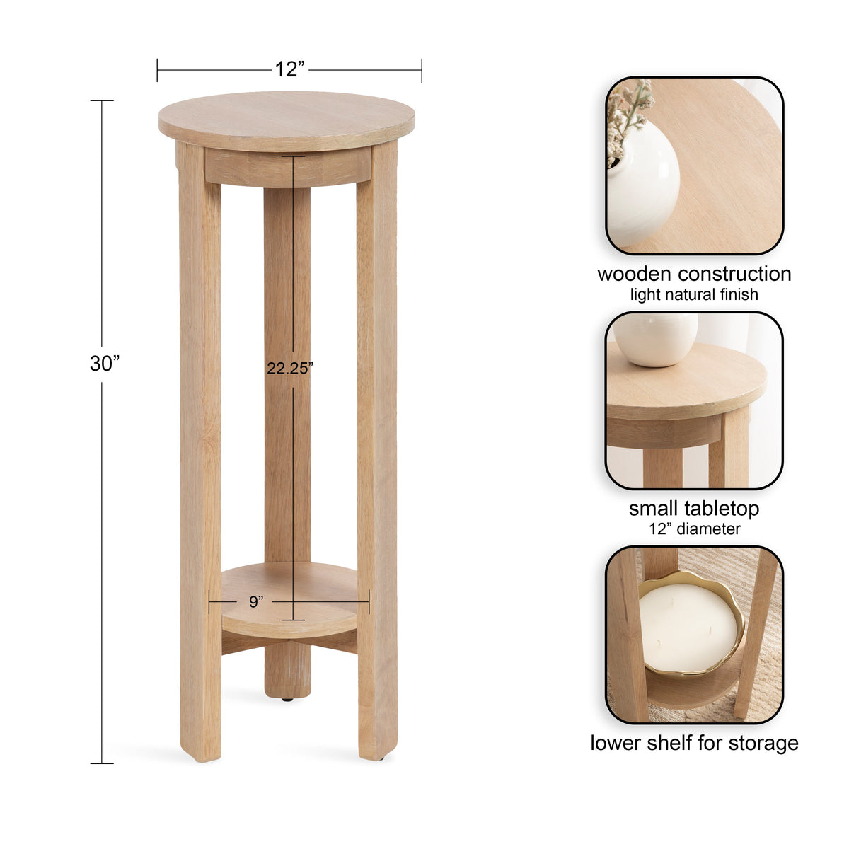 Foxford Round Wood Side Table