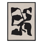 Sylvie Distorted Shapes of Black and Tan Framed Canvas by The Creative Bunch Studio