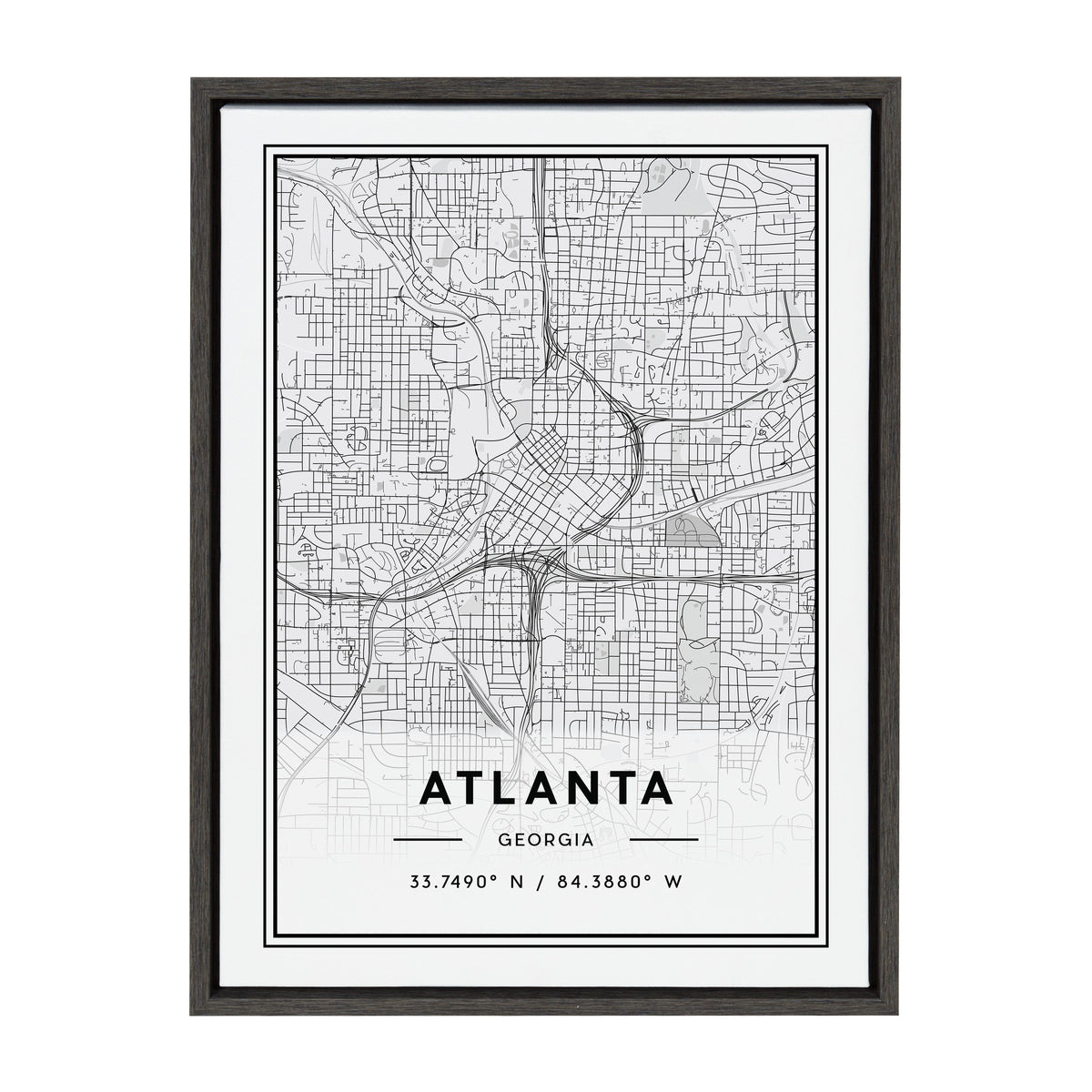 Sylvie Atlanta Modern Map Framed Canvas by Jake Goossen