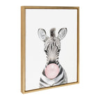 Sylvie Bubble Gum Zebra Framed Canvas by Amy Peterson Art Studio