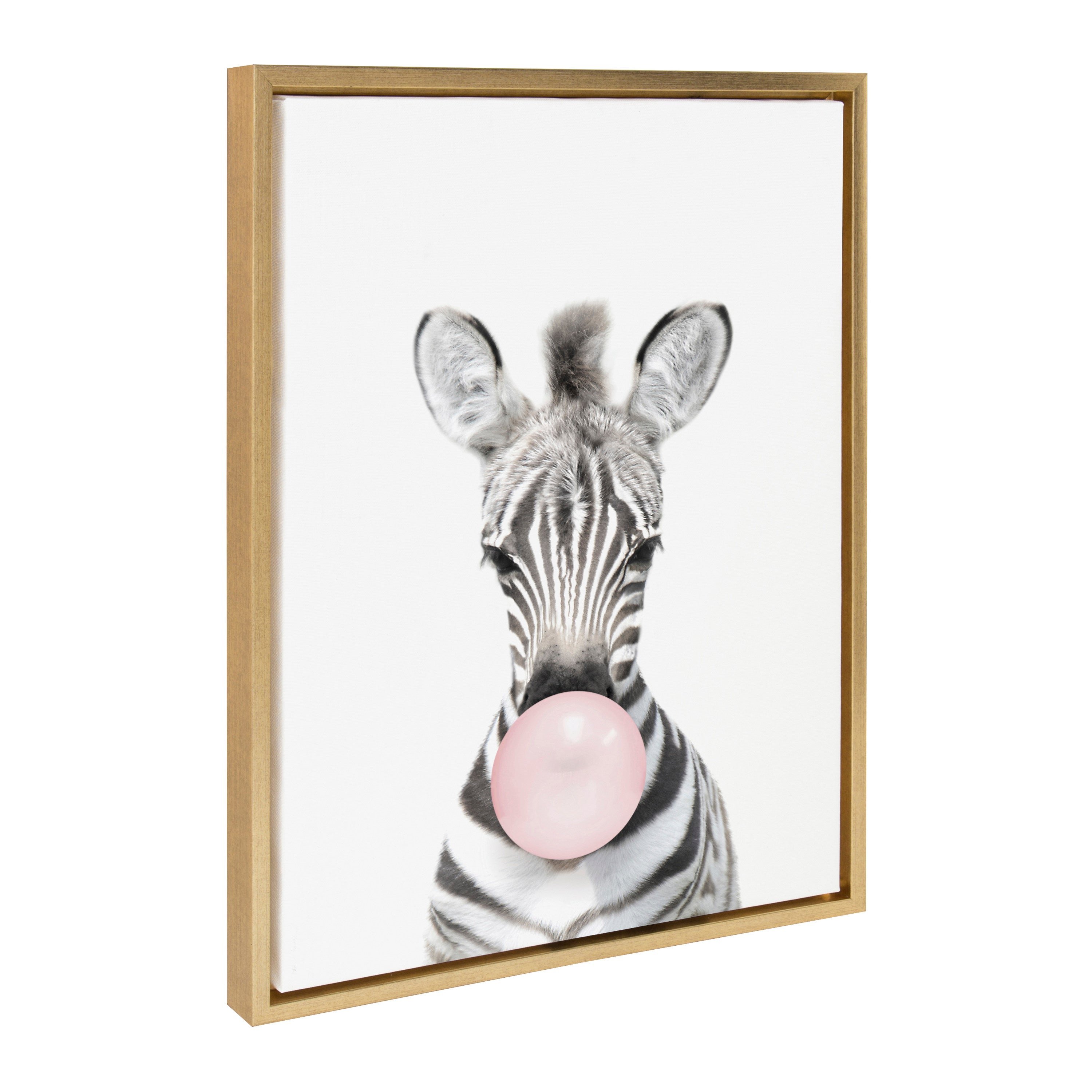Sylvie Bubble Gum Zebra Framed Canvas by Amy Peterson Art Studio