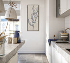 Sylvie Muted Illustrated Botanical Dark Blue and Tan Framed Canvas by The Creative Bunch Studio
