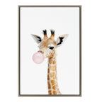 Sylvie Bubble Gum Giraffe Framed Canvas by Amy Peterson Art Studio
