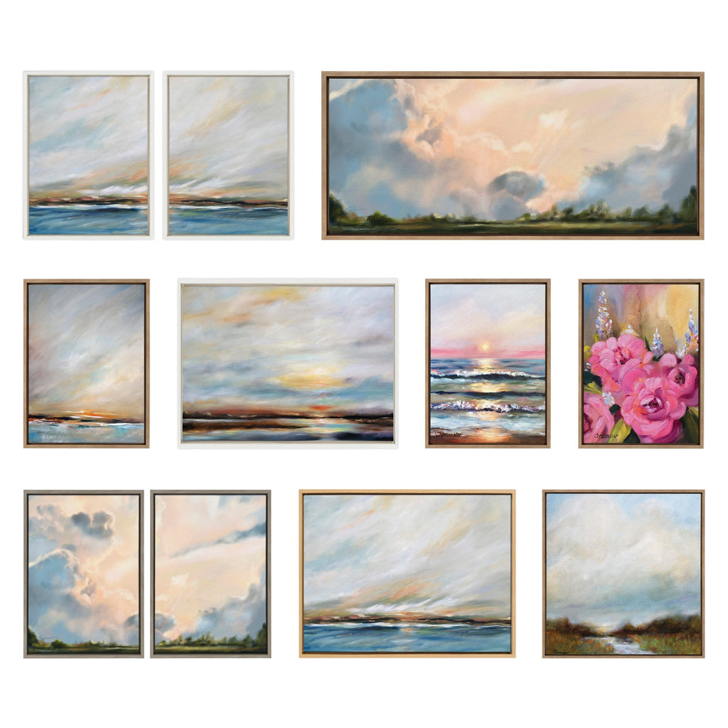 Sylvie Carolina Sunset Triptych Framed Canvas Art Set by Mary Sparrow