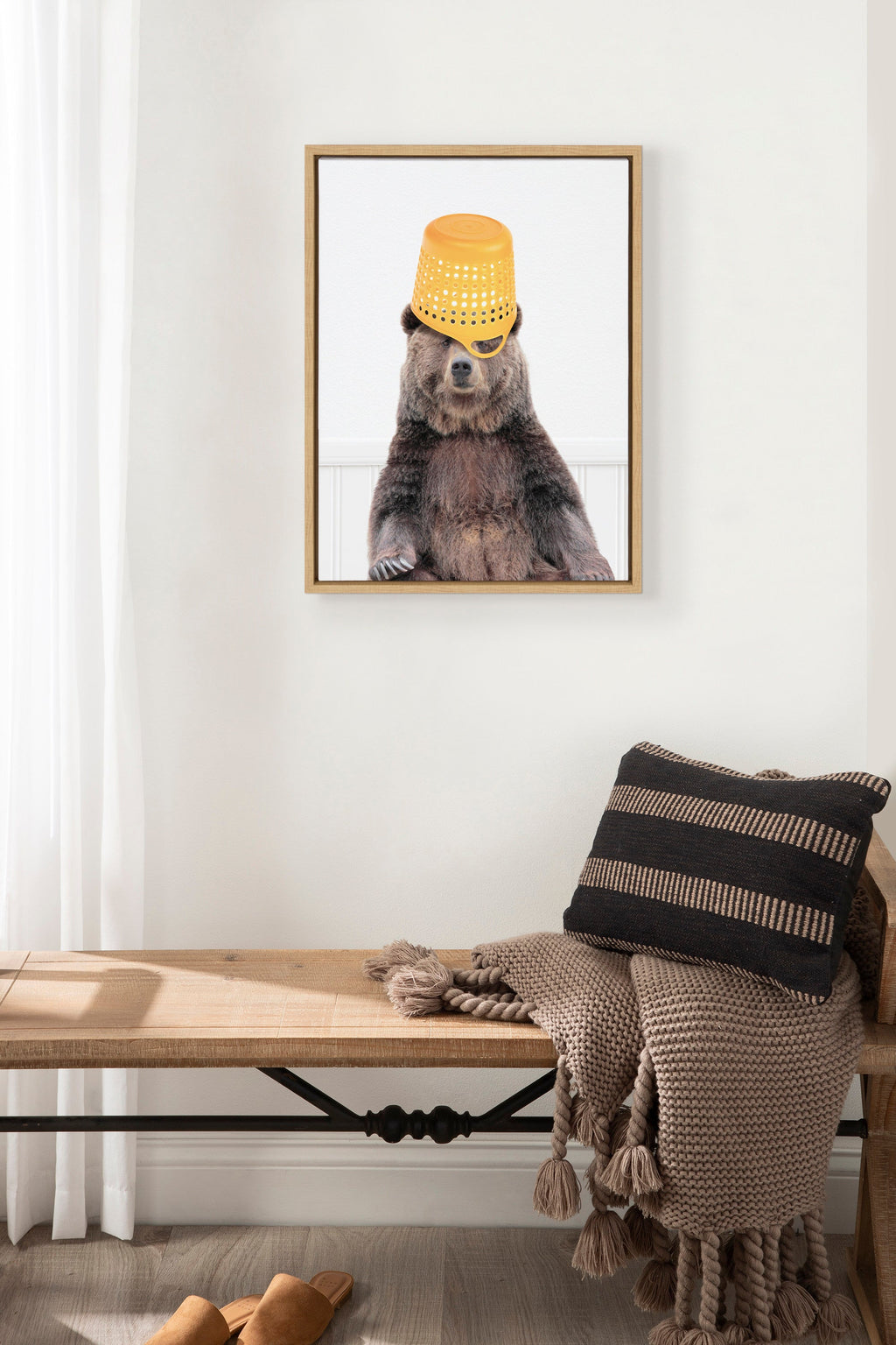 Sylvie Basket Case Bear Framed Canvas by Amy Peterson Art Studio
