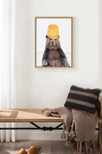 Sylvie Basket Case Bear Framed Canvas by Amy Peterson Art Studio