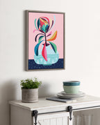 Sylvie Mid Century Modern Protea Framed Canvas by Rachel Lee of My Dream Wall