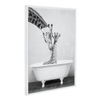Sylvie Giraffe In Tub Framed Canvas by Amy Peterson Art Studio
