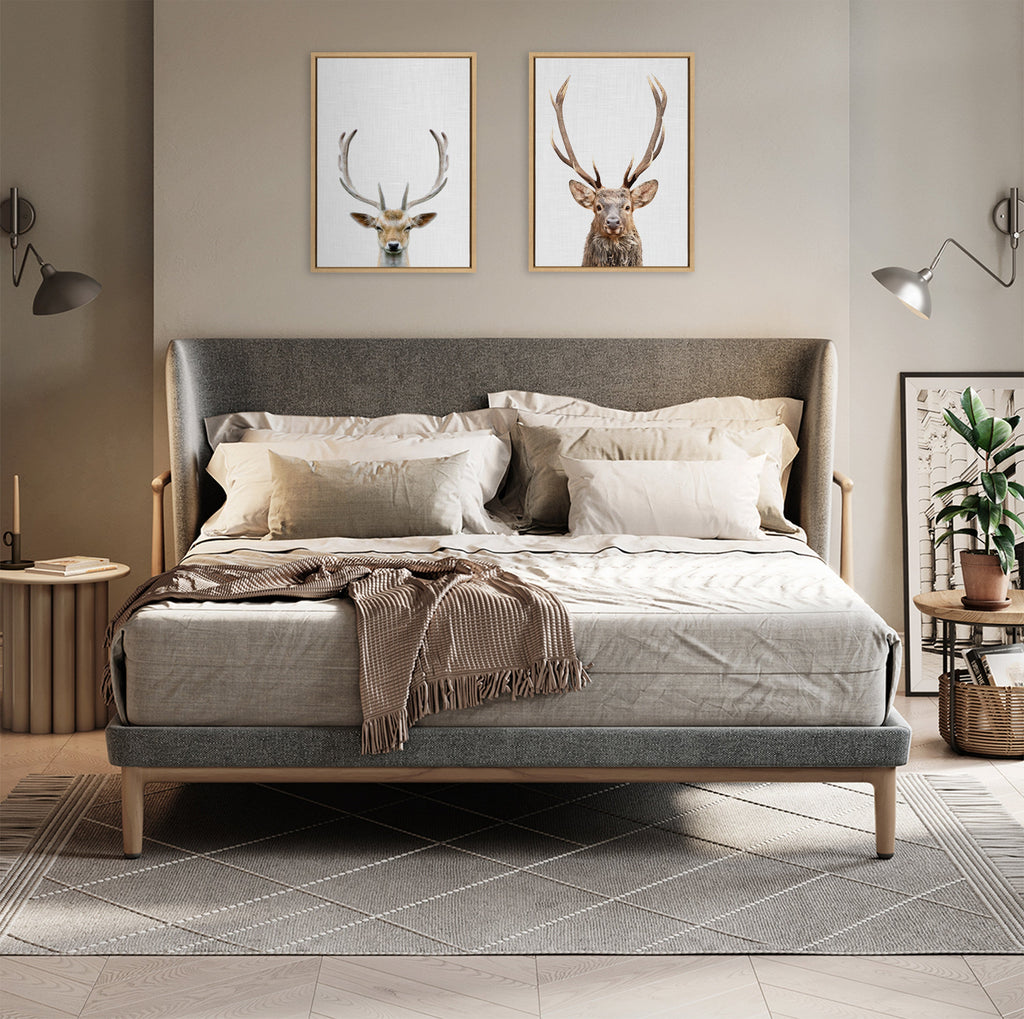 Sylvie The Red Deer Color Framed Canvas by Simon Te of Tai Prints