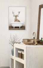 Sylvie Male Deer in Rustic Bath Framed Canvas by Amy Peterson Art Studio