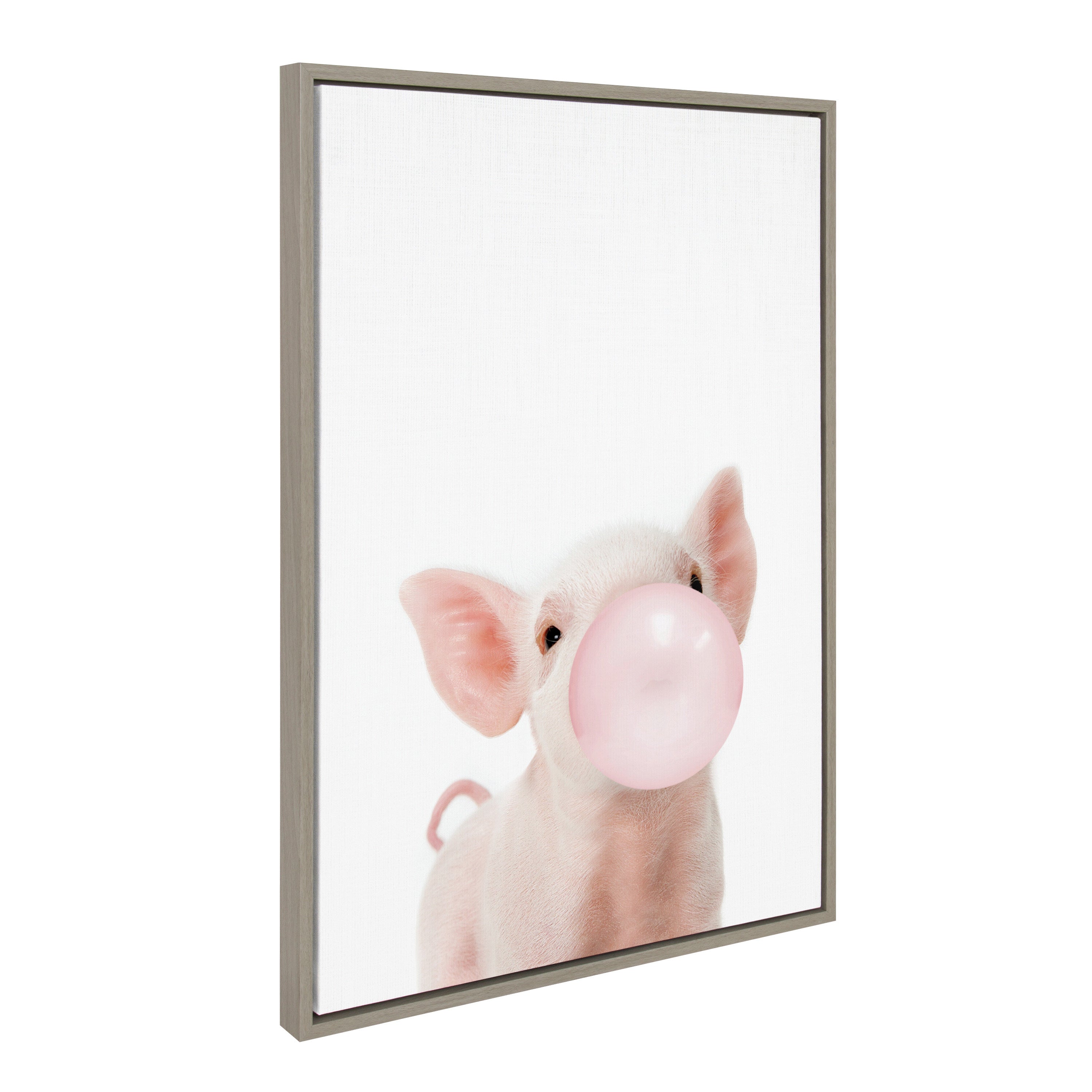 Sylvie Bubble Gum Piglet Framed Canvas by Amy Peterson Art Studio