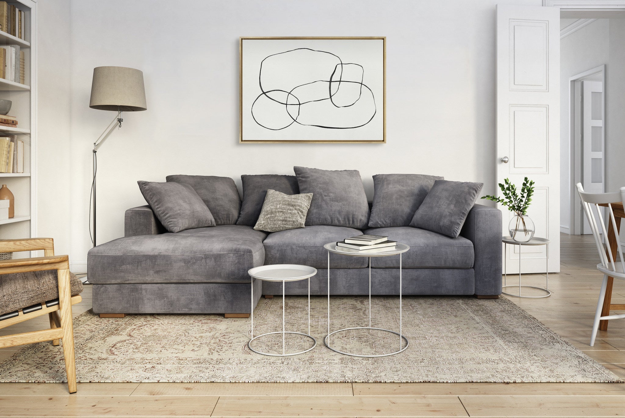 Sylvie 871 Modern Circles Framed Canvas by Teju Reval of SnazzyHues