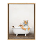 Sylvie Bengal Tiger in Rustic Bath Framed Canvas by Amy Peterson Art Studio