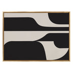 Sylvie Eye Catching Sleek Abstract 6 Black and Beige Framed Canvas by The Creative Bunch Studio