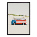 Sylvie USA Retro Beach Van Framed Canvas by July Art Prints