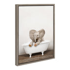 Sylvie Baby Elephant No 6 in Rustic Bath Framed Canvas by Amy Peterson Art Studio