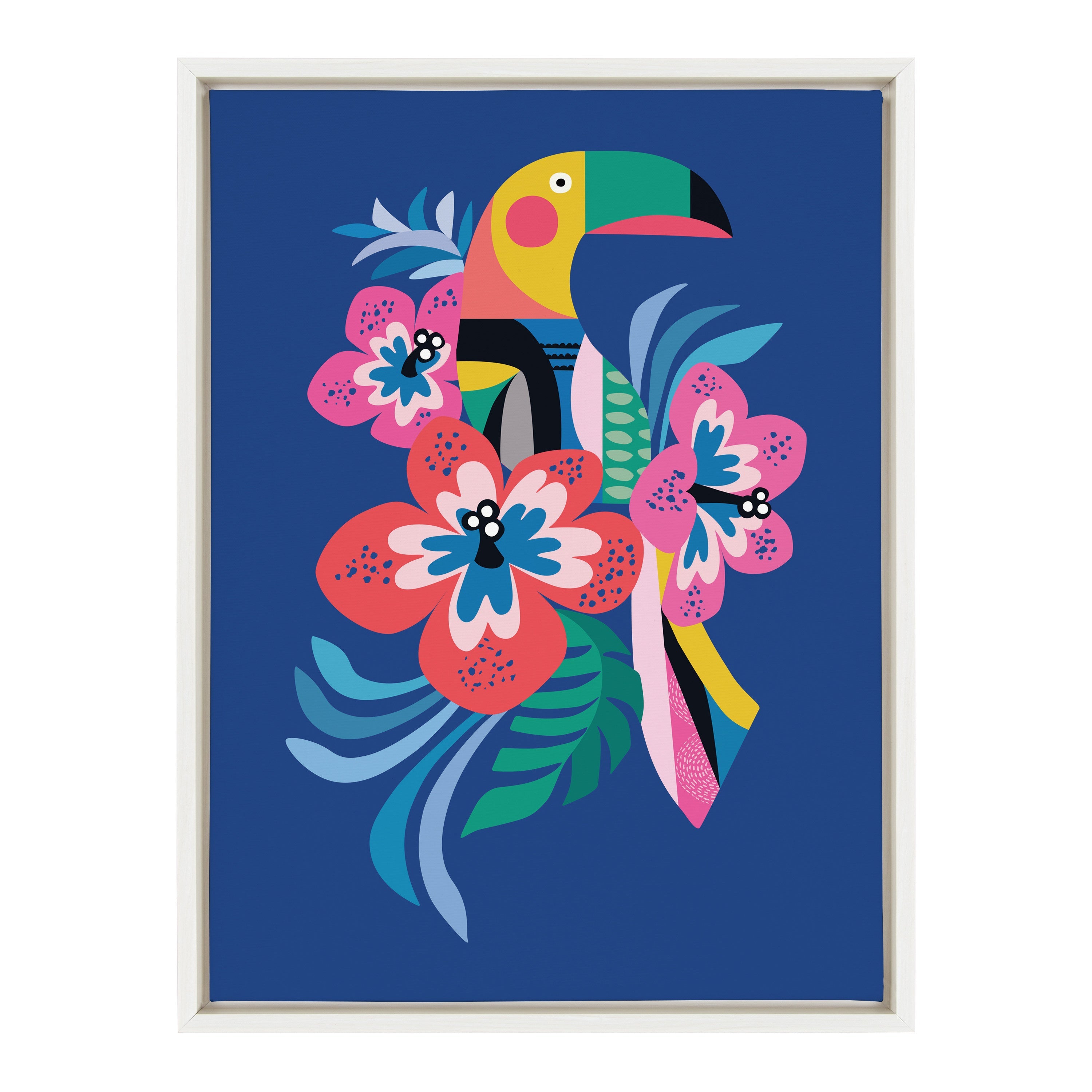 Sylvie Mid Century Modern Hibiscus Framed Canvas by Rachel Lee of My Dream Wall