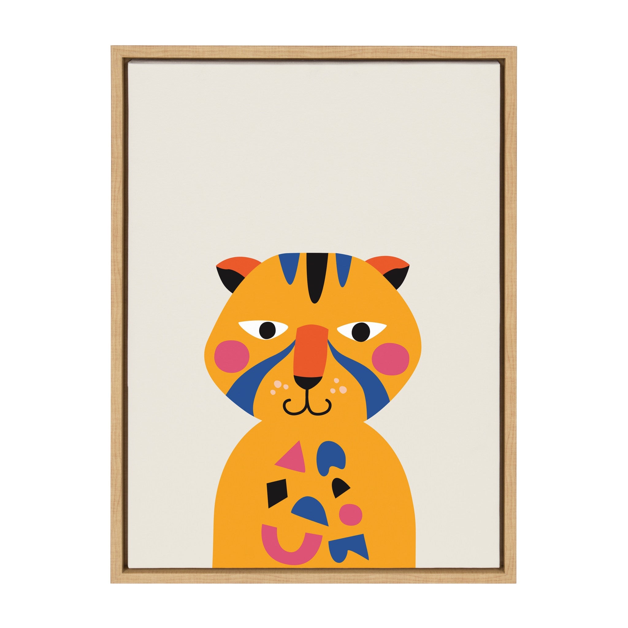 Sylvie Mid Century Modern Baby Tiger Framed Canvas by Rachel Lee of My Dream Wall