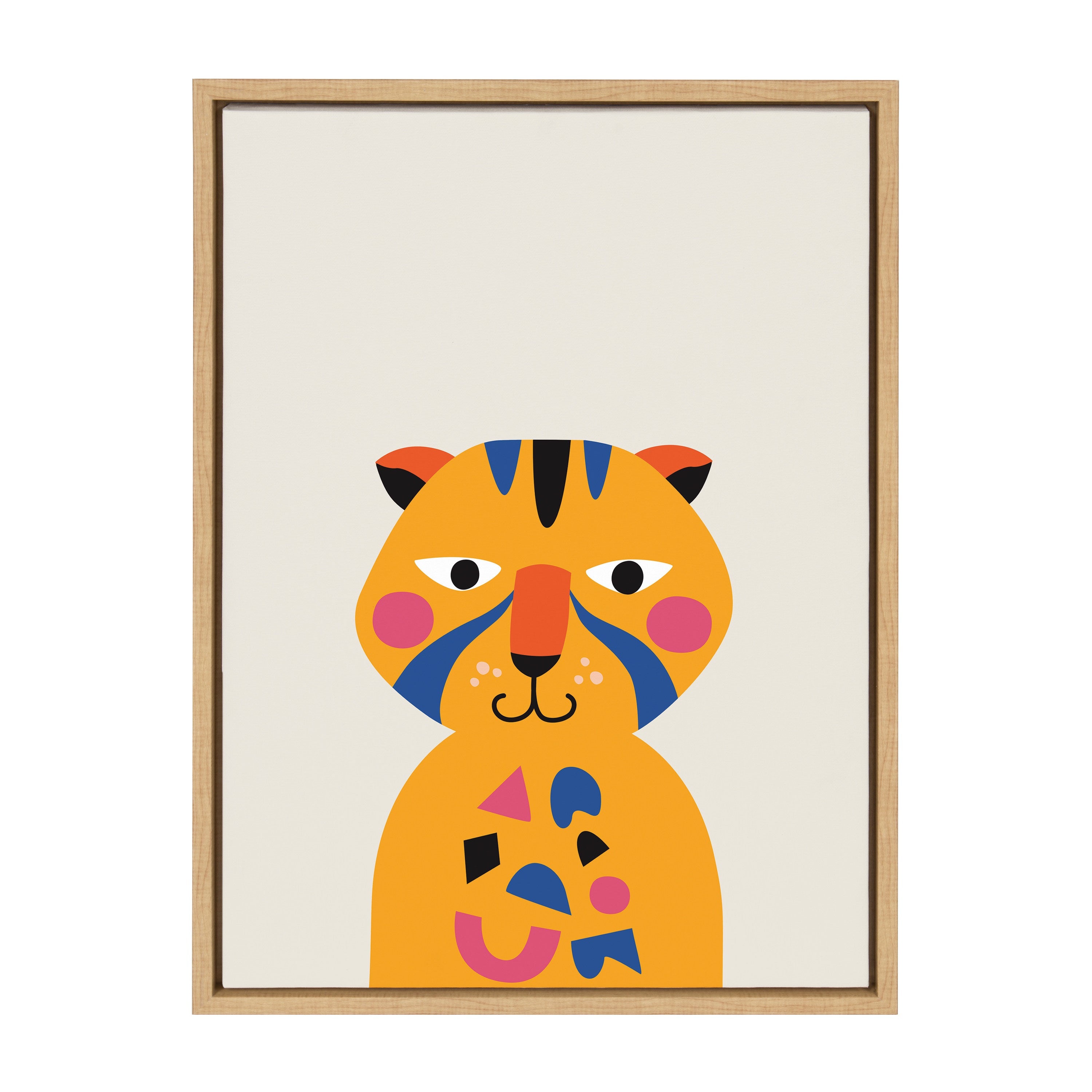 Sylvie Mid Century Modern Baby Tiger Framed Canvas by Rachel Lee of My Dream Wall