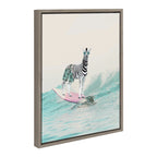 Sylvie Zebra Surfer Framed Canvas by July Art Prints