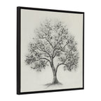 Sylvie Traditional Tree Linen Textured Framed Canvas by The Creative Bunch Studio