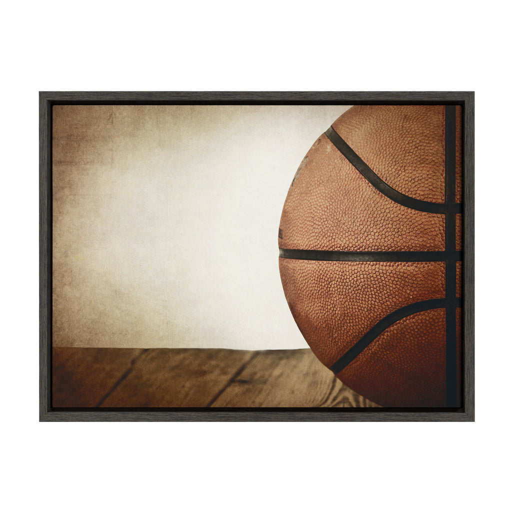 Sylvie Vintage Half Basketball Framed Canvas by Shawn St. Peter