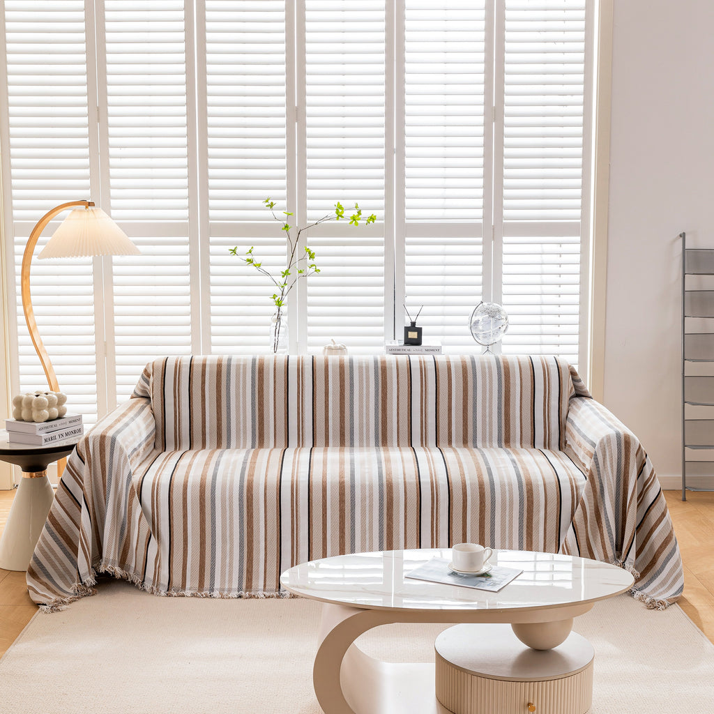 Modern Minimalist Sofa Throw Cover Cotton Knit Throws for Couch Scratch Proof Couch Cover