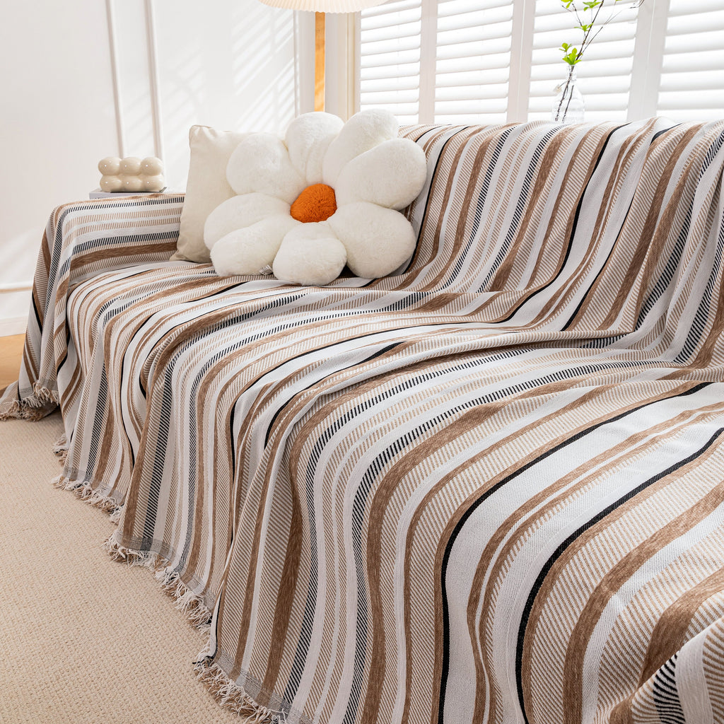 Modern Minimalist Sofa Throw Cover Cotton Knit Throws for Couch Scratch Proof Couch Cover