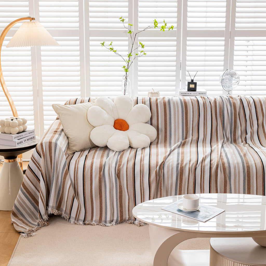 Modern Minimalist Sofa Throw Cover Cotton Knit Throws for Couch Scratch Proof Couch Cover