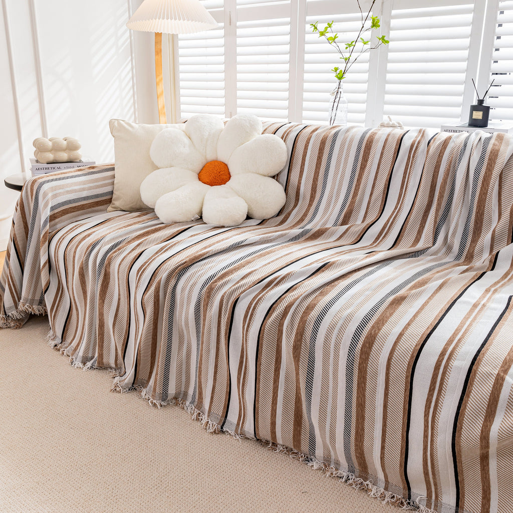 Modern Minimalist Sofa Throw Cover Cotton Knit Throws for Couch Scratch Proof Couch Cover
