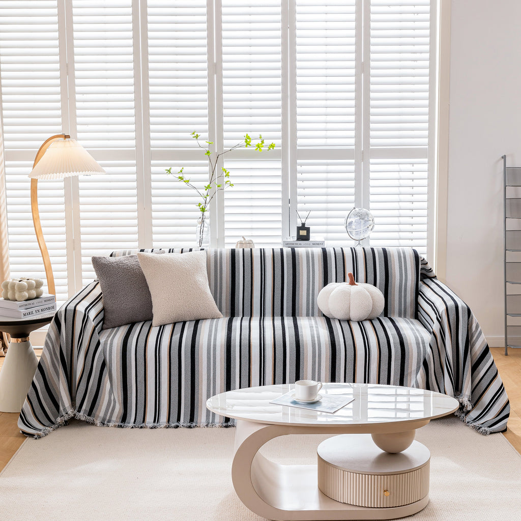 Modern Minimalist Sofa Throw Cover Cotton Knit Throws for Couch Scratch Proof Couch Cover