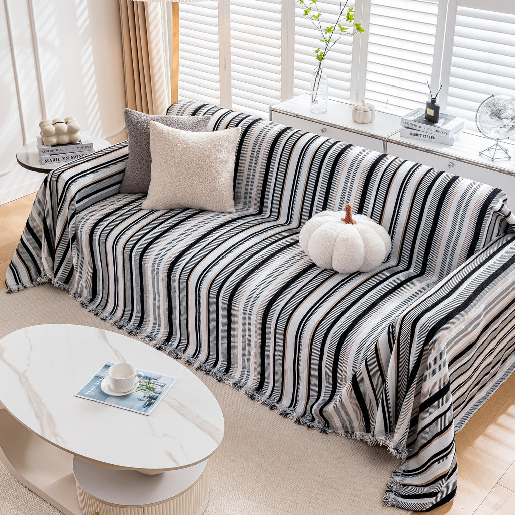 Modern Minimalist Sofa Throw Cover Cotton Knit Throws for Couch Scratch Proof Couch Cover